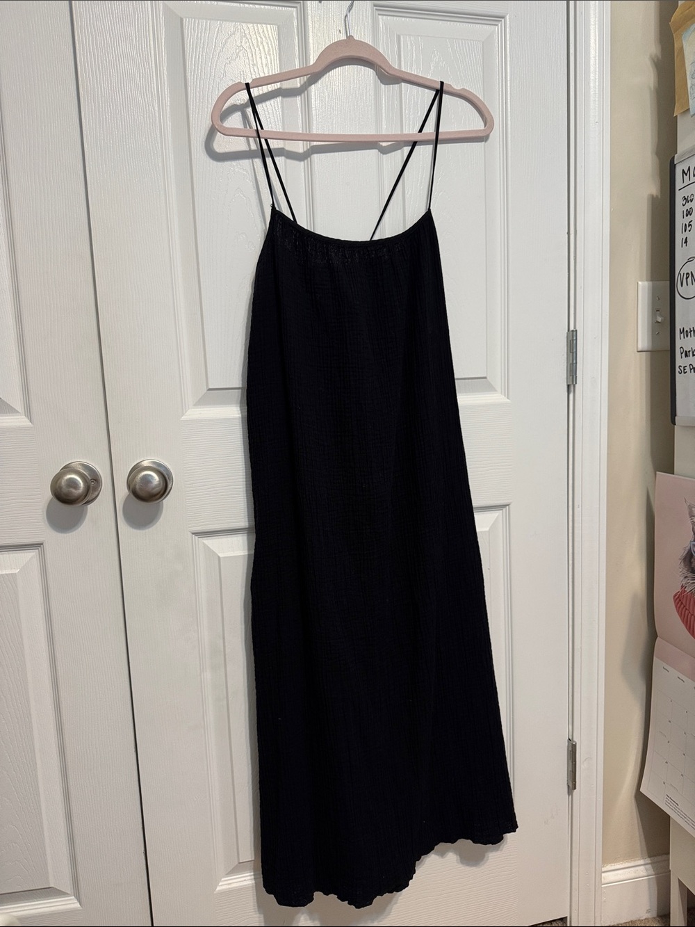 H&M Textured Black Spaghetti Strap Dress - Size M